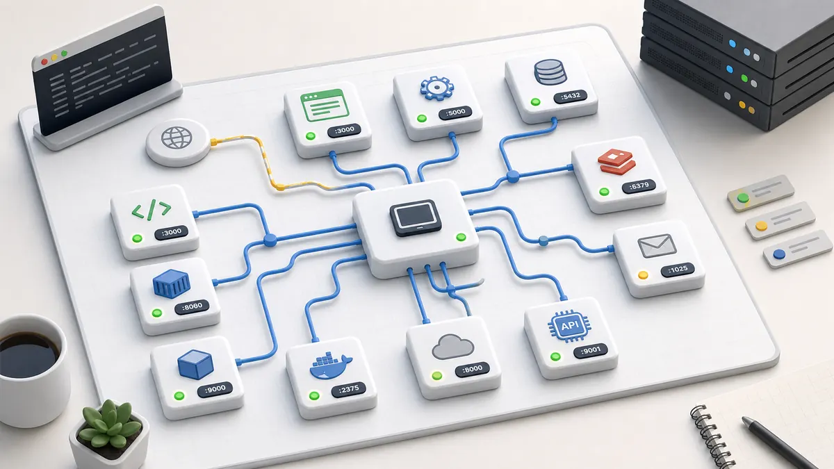 A visual map of common localhost ports and local services